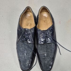 Men's Black Leather Dress Shoes eel and stingray